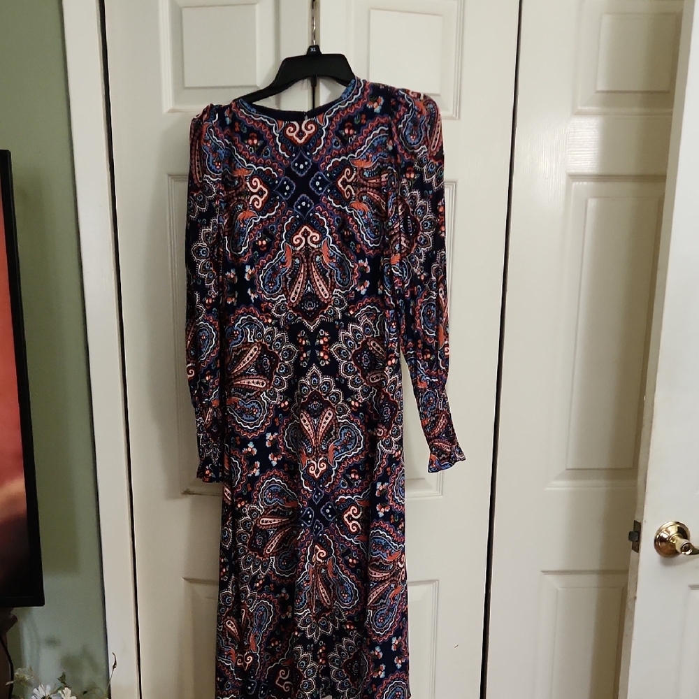 Boden Vibrant Paisley Long Sleeve Dress